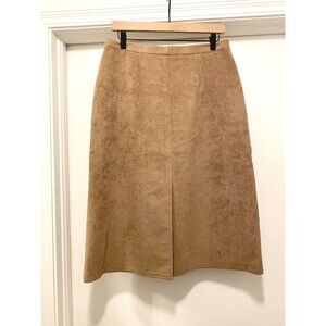 Vintage St. Croix Knits Ultra Suede Midi Skirt Size 14 Holiday Tan Western Brown